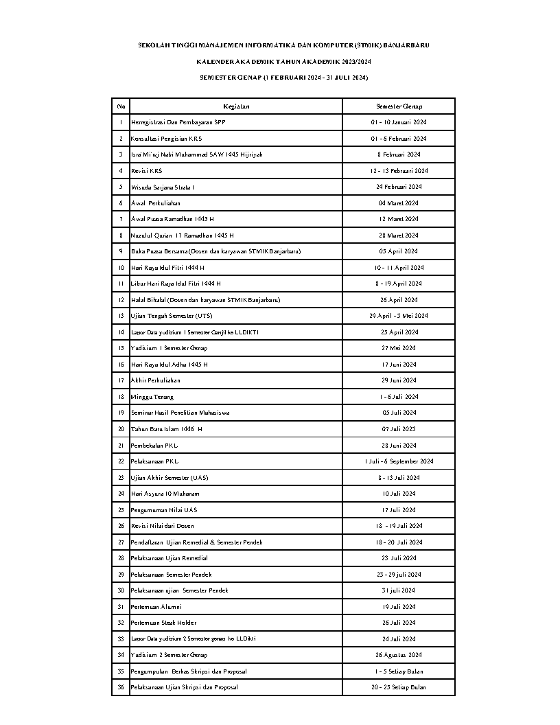KALENDER AKADEMIK 2